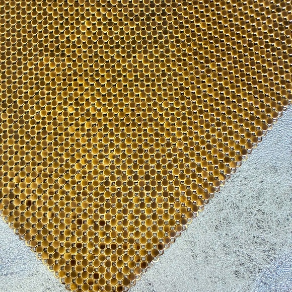 Whiting & Davis vintage 60s gold bronze mesh bib necklace ⭐️ disco 🪩 SALE - Picture 5 of 8